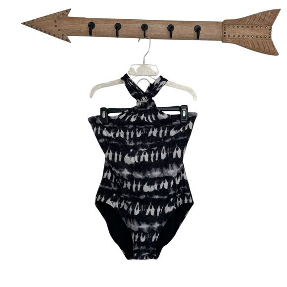 Michael Michael Kors | Wavy Stripe Halter One Piece Swimsuit Sz 12 - Picture 1 of 5